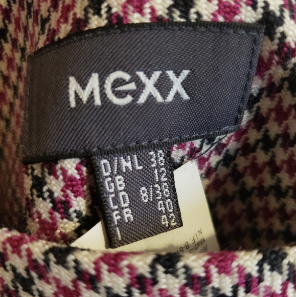 Mexx Frill Pink Black White Tweed Skirt Side Zip Slip Luxury Woman Size 8 NWOT - Picture 6 of 7